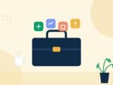 Illustration of a toolbox with colorful app icons above it