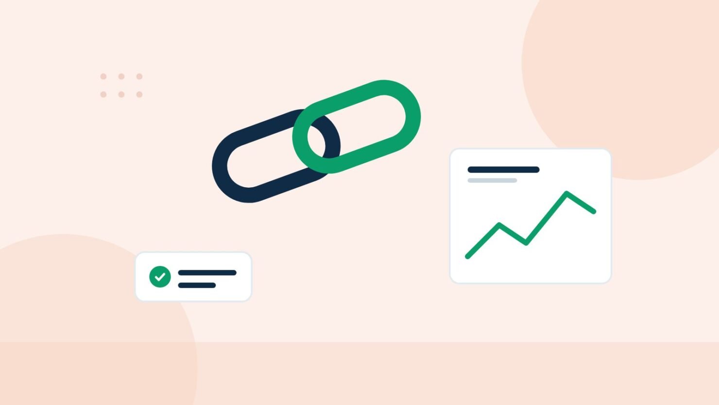 Illustration of two chain links beside a rising line chart